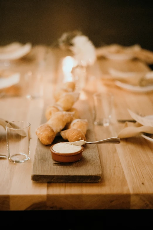 a table with some very small food items on it