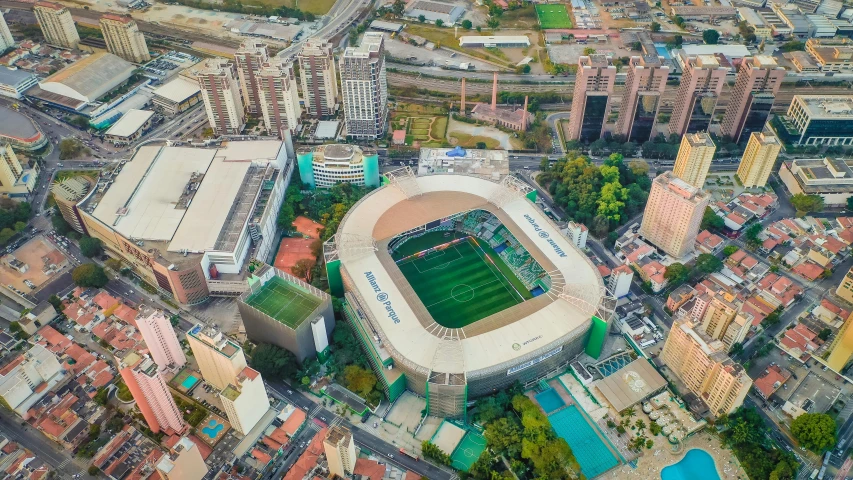 a city skyline that has been converted into a tennis stadium