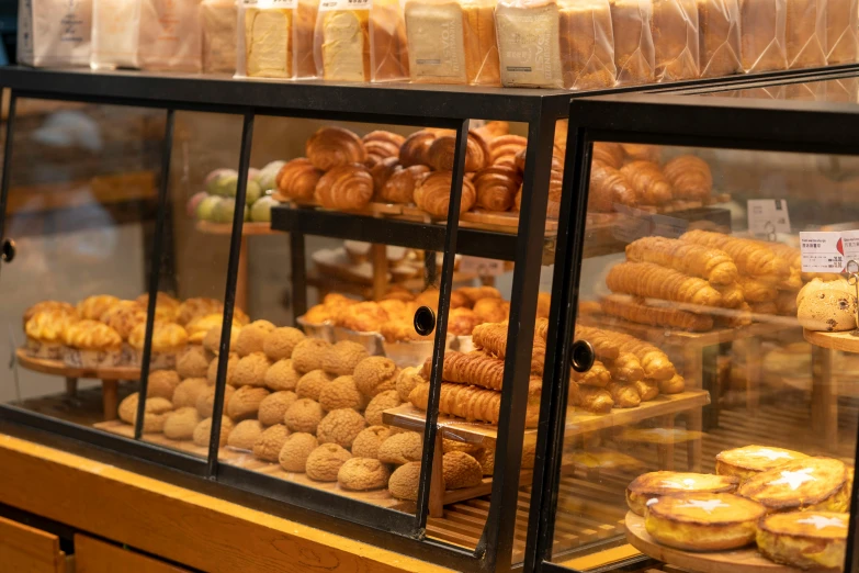 the bakery is selling baked goods and deserts