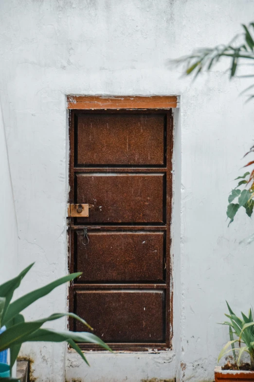 a doorway that has been opened in to a building