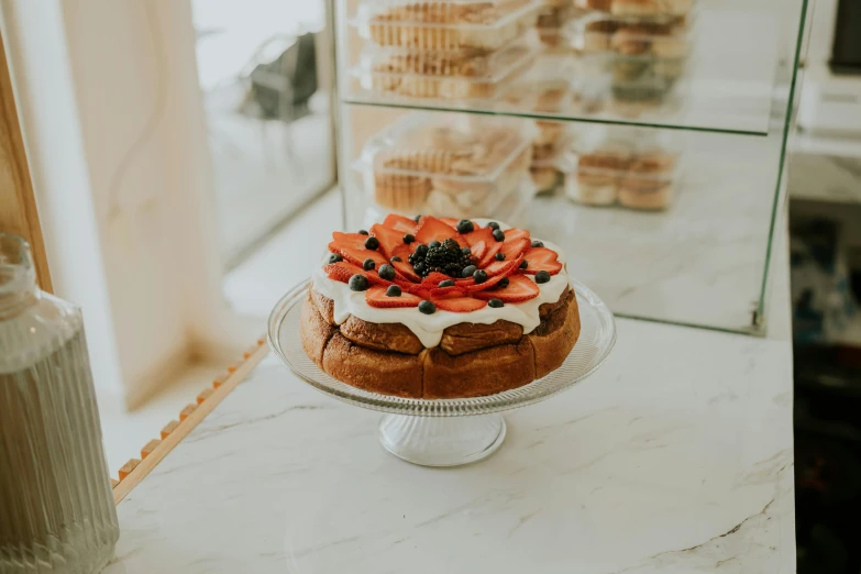 a cake that is on a plate on a counter