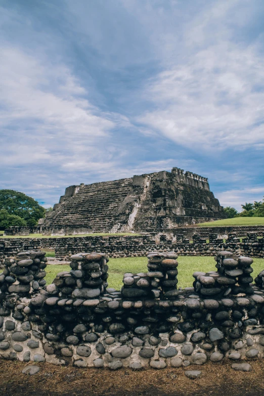 a picture of a large structure that is built on rocks