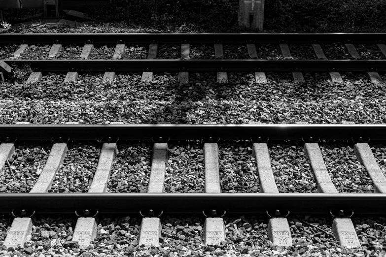 looking down at a train track and it's tracks