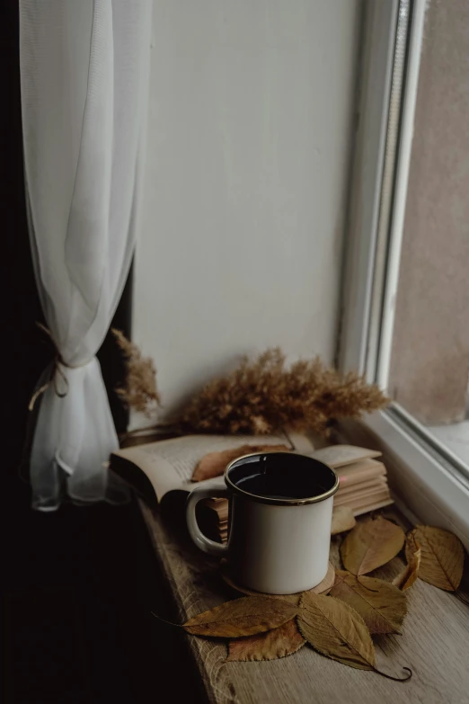 there is a book on the side of a table