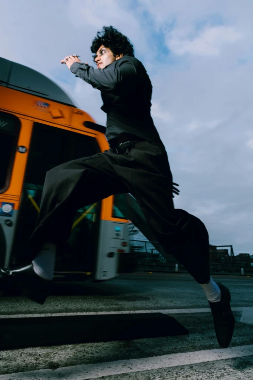 an image of a man jumping for the camera