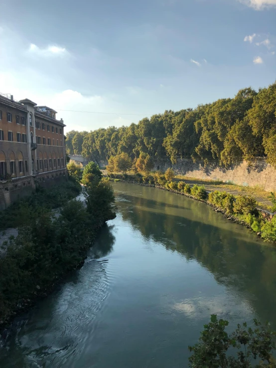 a large river runs through the center of an old town