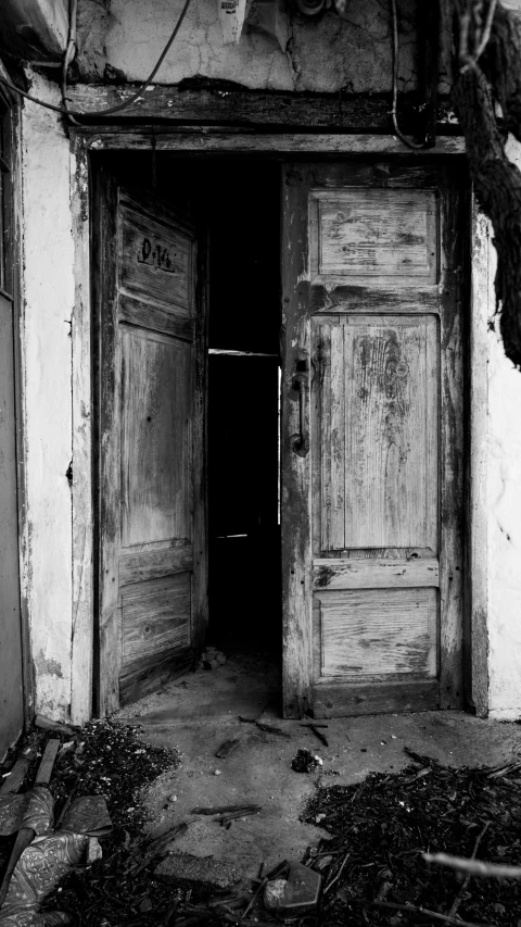 a black and white po of a doorway