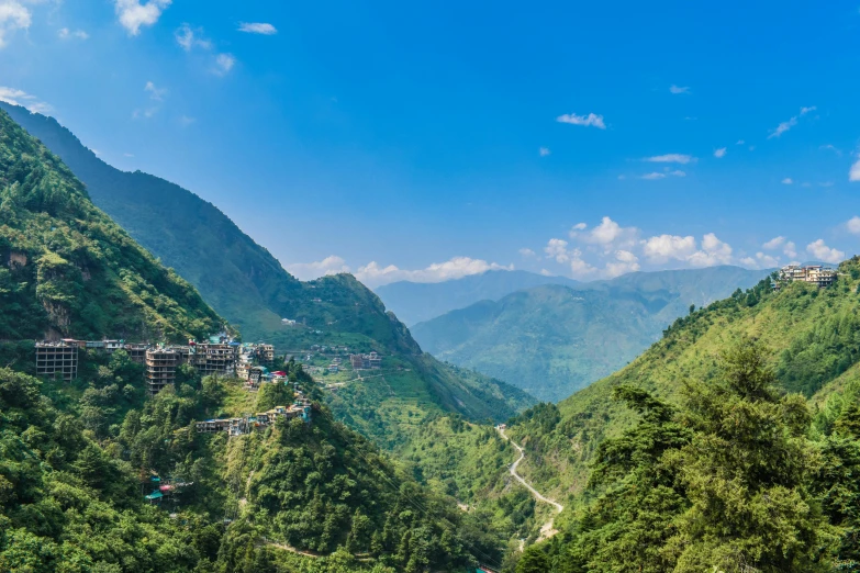 the city nestled in the green hills of china