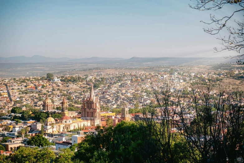 a very scenic view of a city that seems to be an amut park