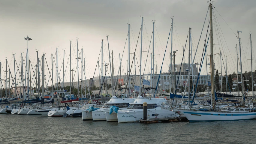 there are many boats parked at the marina