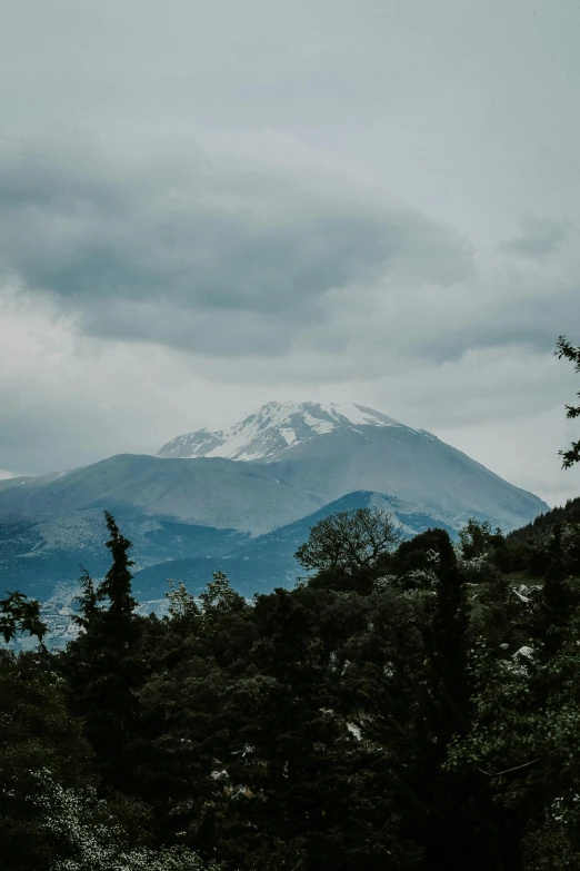 the mountains are in a gloomy looking place