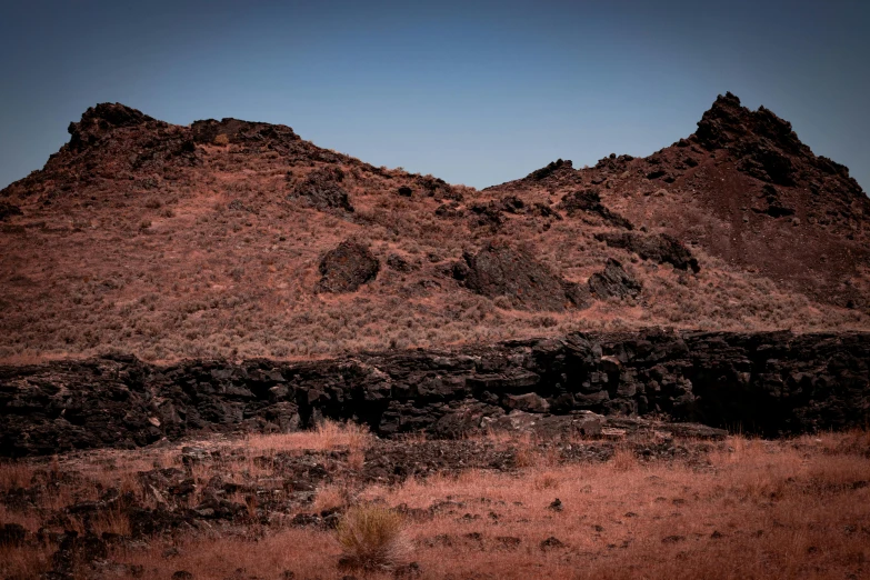 the mountains are made of lava and are almost barren