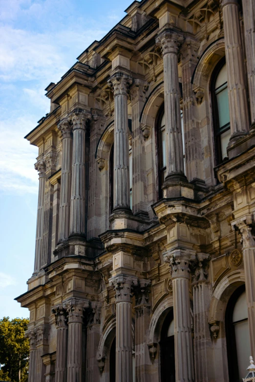 there is an old building with columns