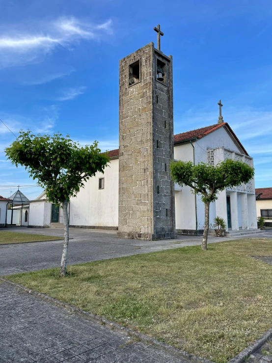 a church in the middle of an intersection