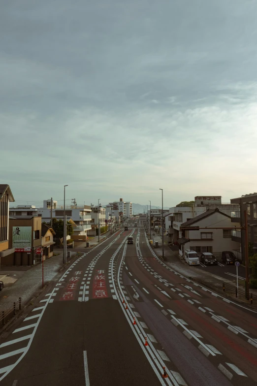 the street in the town is deserted, and empty