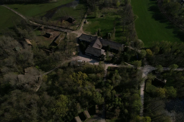 this is an aerial view of a farm house