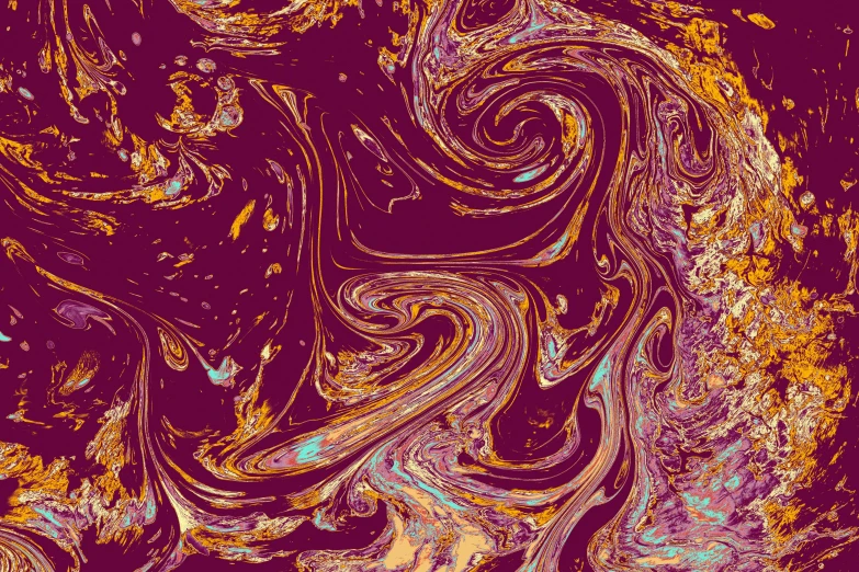 a large pattern of swirled colors on a burgundy background