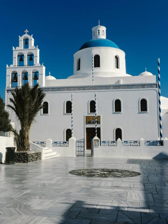 the dome of an old white and blue church