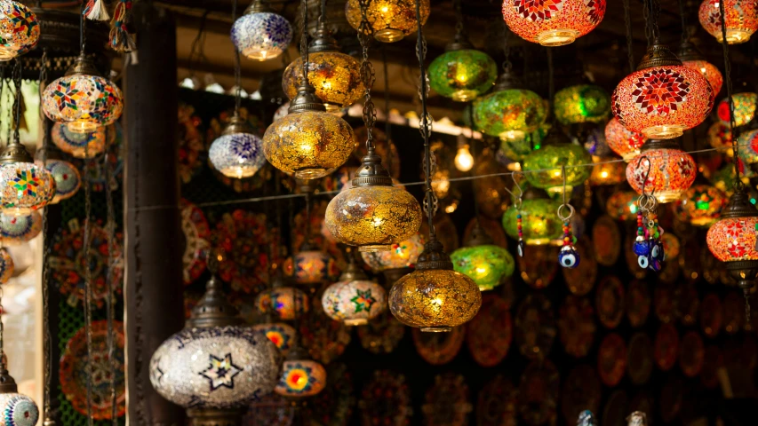 a display of colorful lights for sale in a store