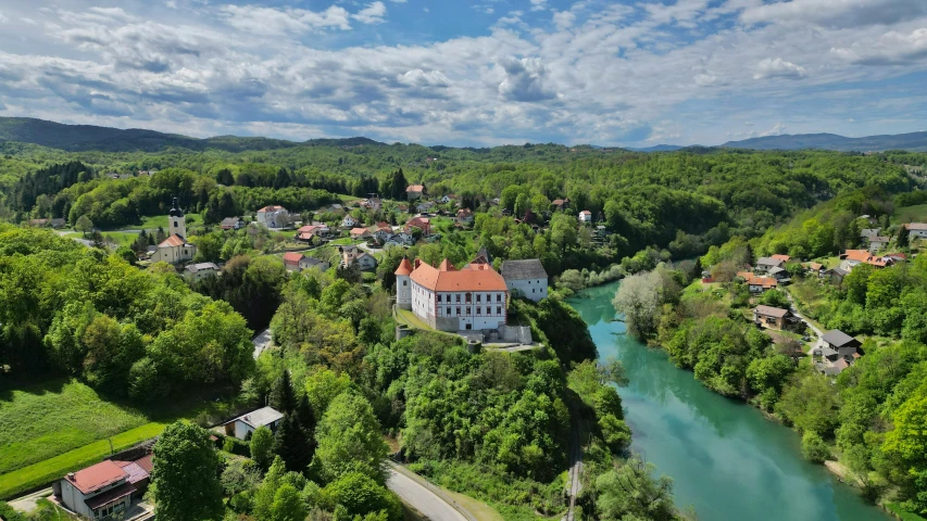 the picturesque village sits in the middle of a large valley