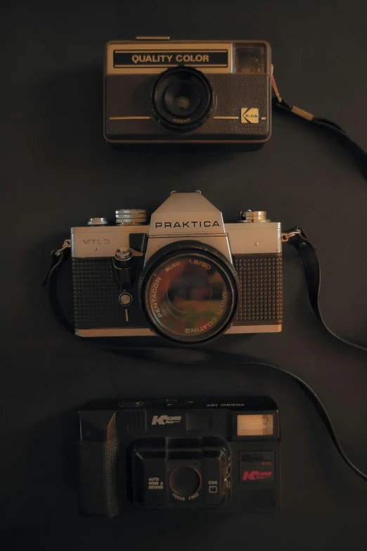 an old camera with the same lens on a black background