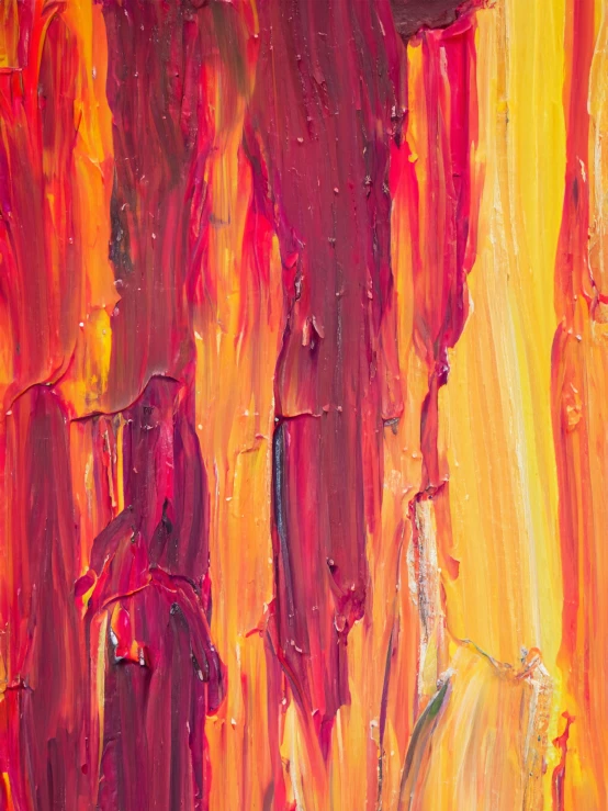 large colorful abstract painting with bright red yellow and orange