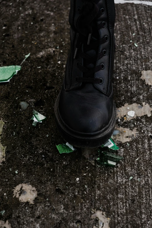 a black pair of shoes on the ground