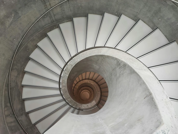 spiral staircase at the top of an incline