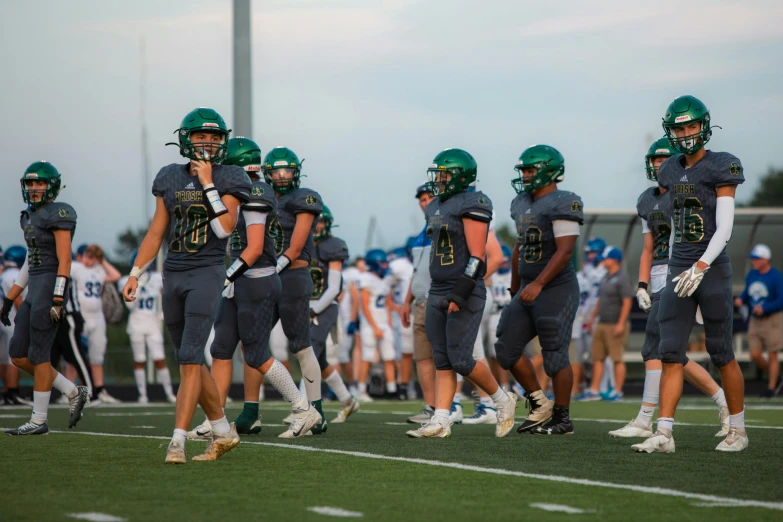 some football players on a field playing together