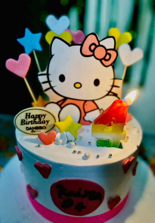 this is an image of a hello kitty birthday cake