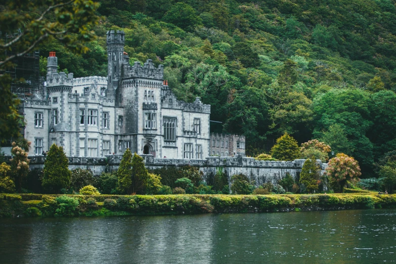 this is an image of an old castle next to the water