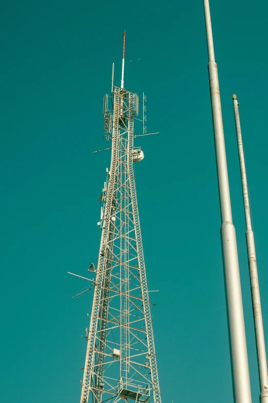 a view of the top of a cellular tower