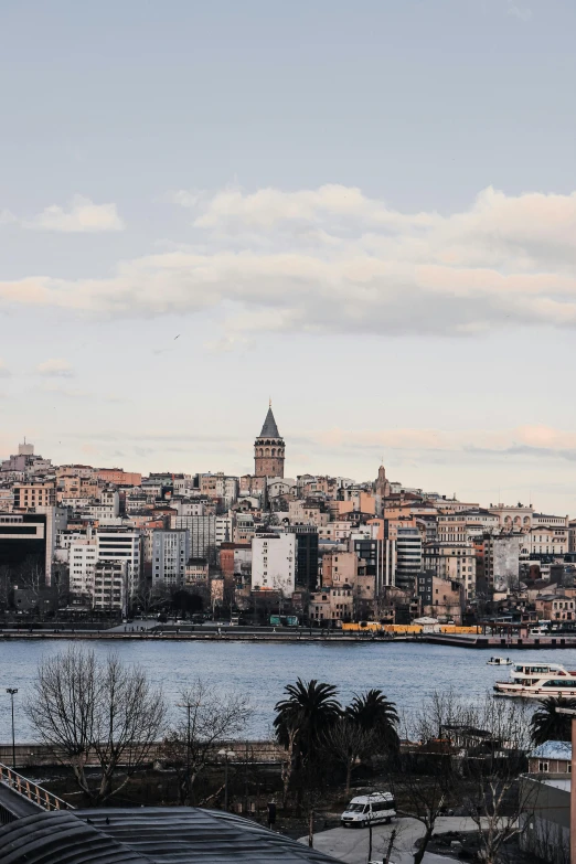 a skyline s of a large city with a large body of water