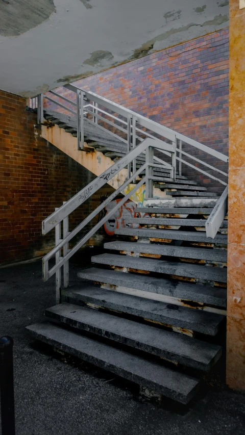 some steps up to the bottom of a building