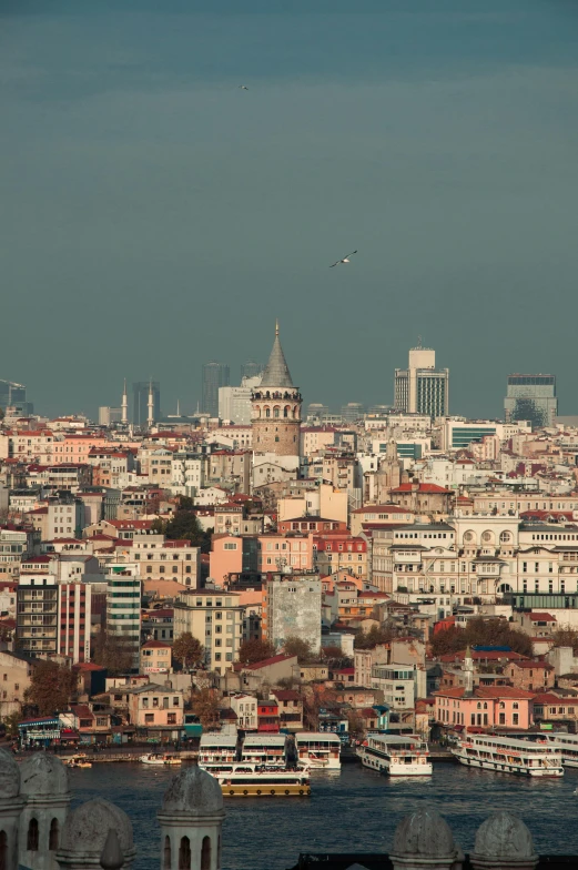 an overview of the city with tall buildings