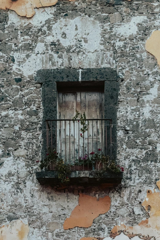 the wall is painted very dirty and there are windows