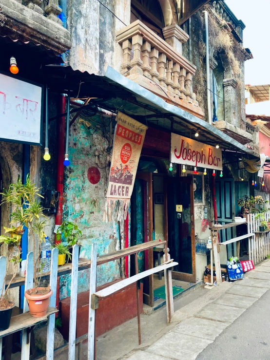 colorful shops along a street in an indian country