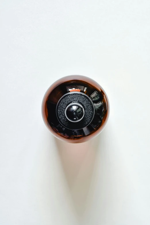 an overhead view of a cup sitting on a table