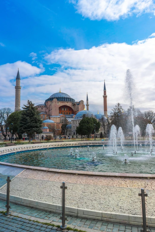 a beautiful view of the blue mosque in a city