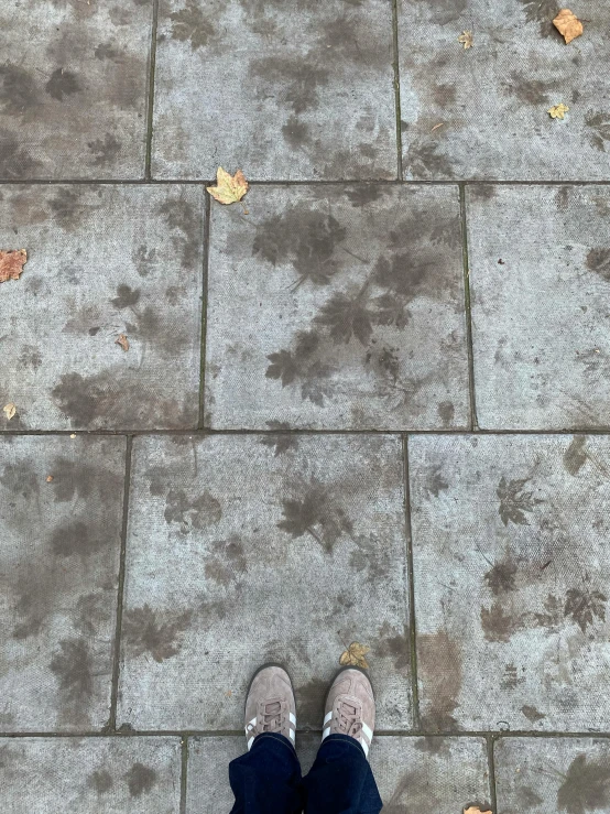 the feet of a person on the pavement