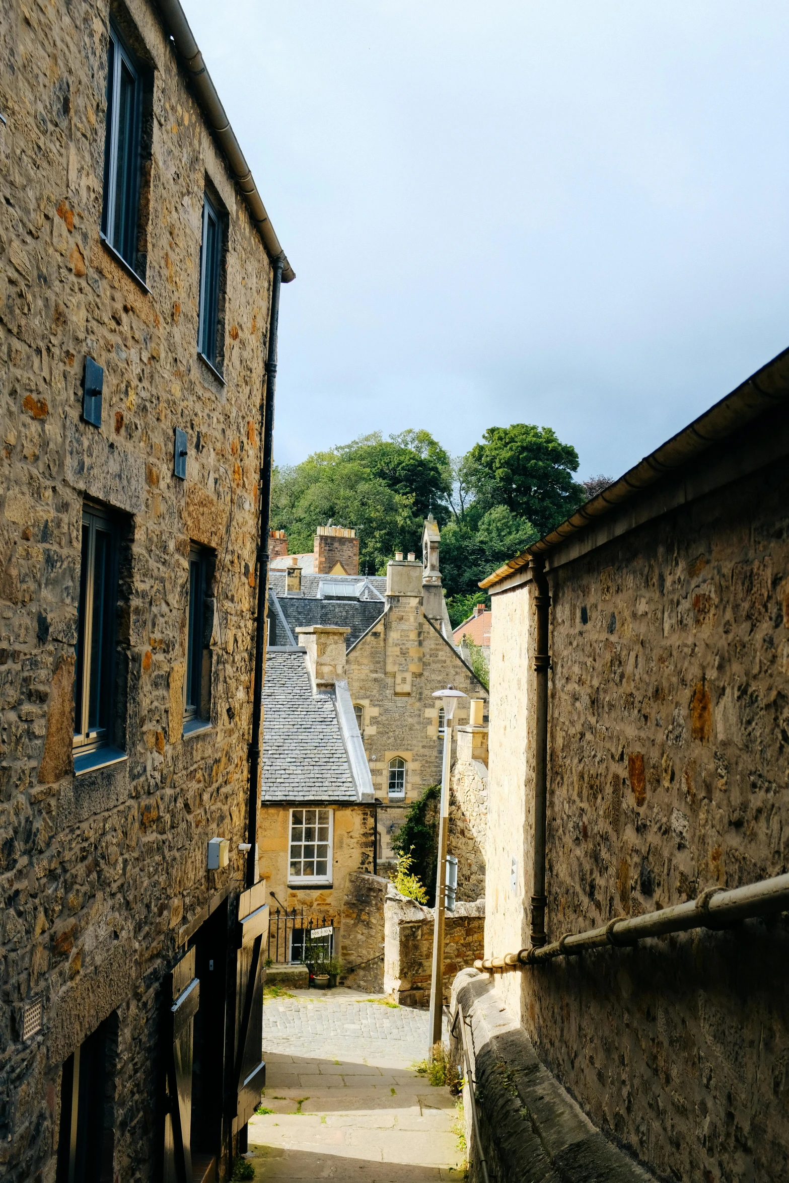 an alleyway leading to the main building