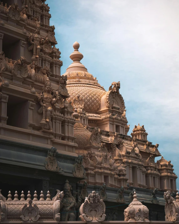 architectural details decorate the roof and architecture of a building