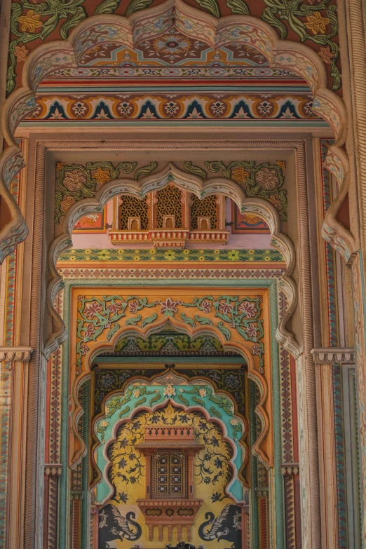 colorful architecture is shown on the side of this wall