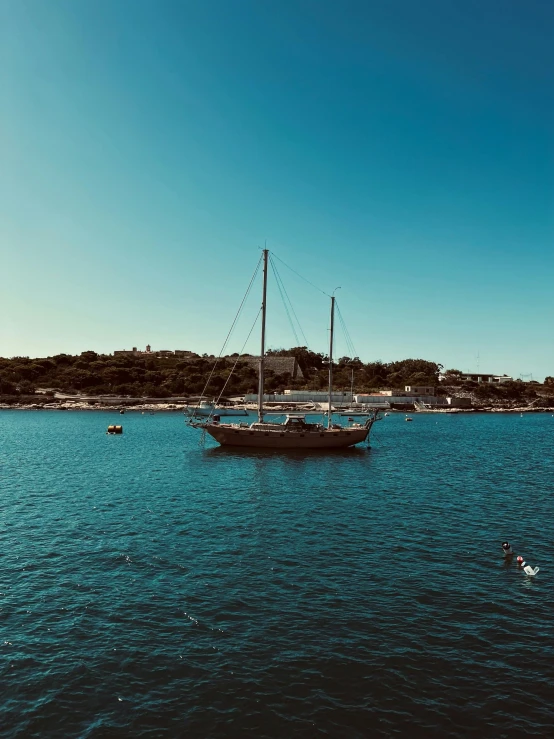 a few boats floating on top of a large body of water