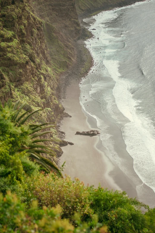 a large ocean beach is near the edge of a cliff