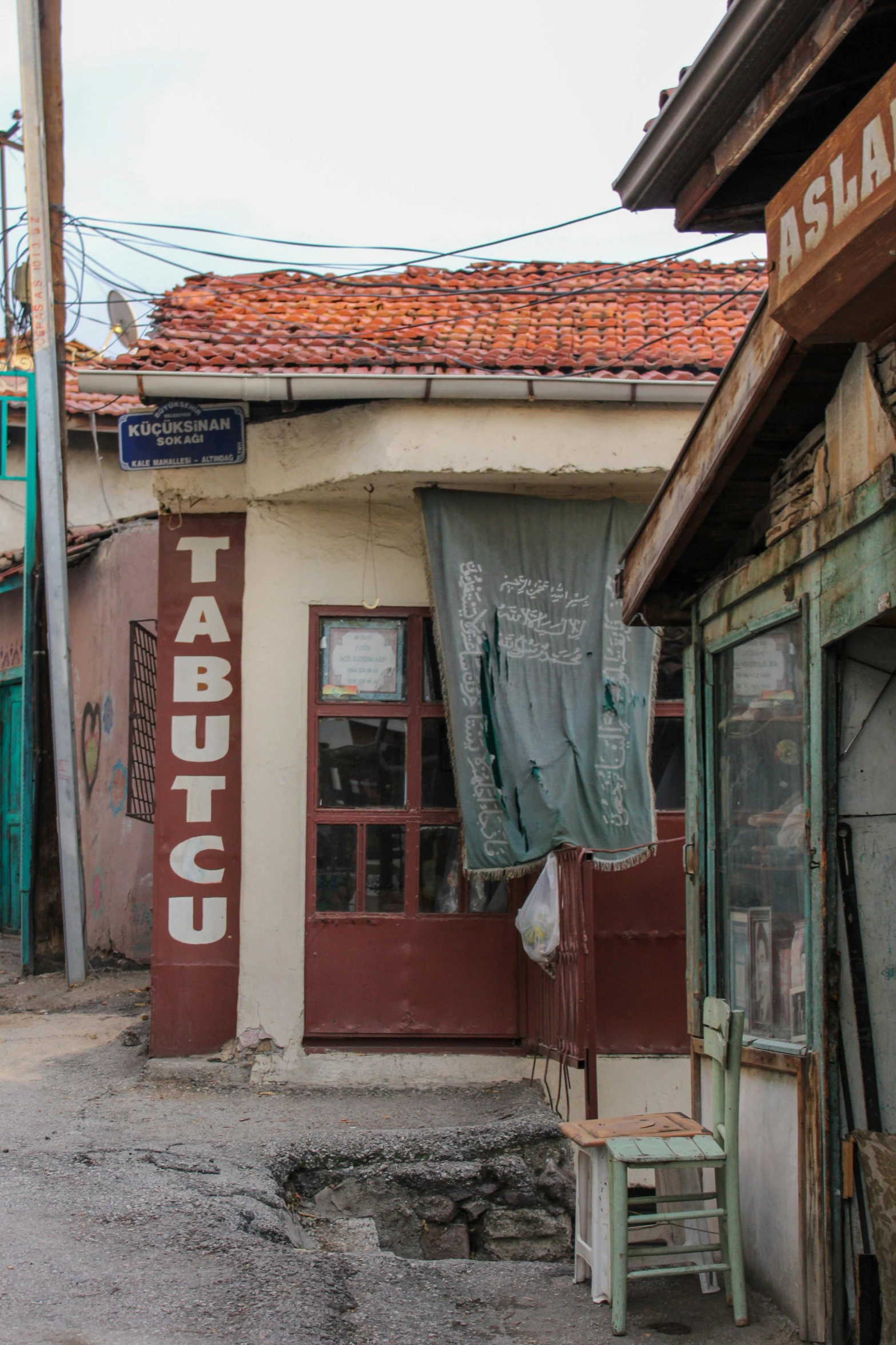 there is an old out house on the street