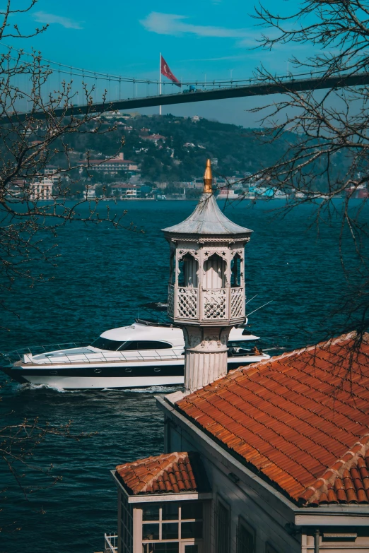 there are boats in the water and some buildings