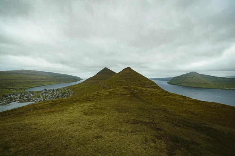 the two hills are on a cloudy day