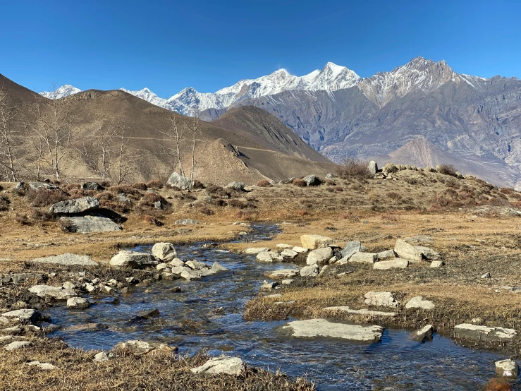 mountains in the background are covered with snow