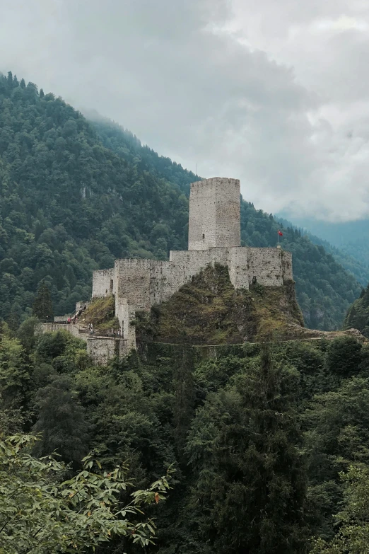 a castle built on top of a tall hill